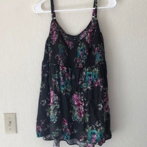 Torrid Smocked Babydoll grey tank.